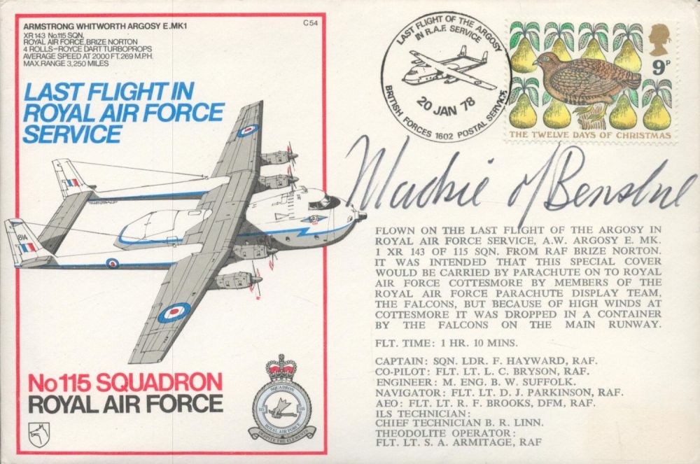 Lot 151: Lord Machie of Benshie signed cover. Good condition....