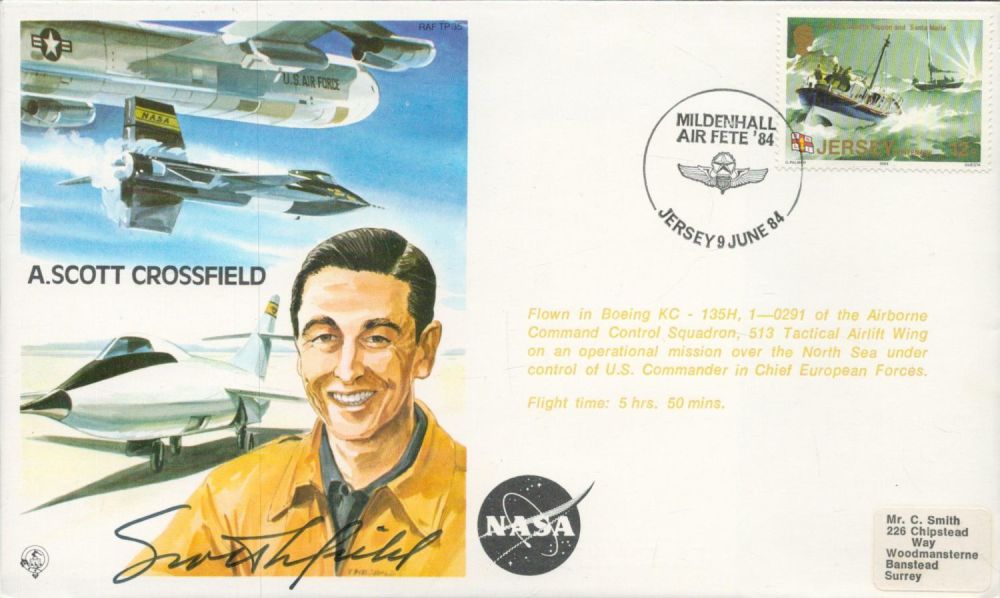 Lot 168: Scott Crossfield signed test pilot cover. Good condition....