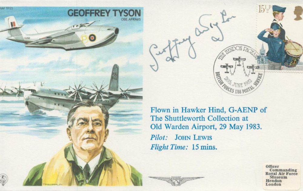 Lot 181: Geoffrey Tyson signed test pilot cover. Good condition....