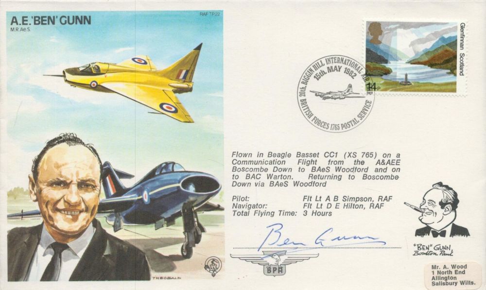 Lot 182: Ben Gunn signed test pilot cover. Good condition....
