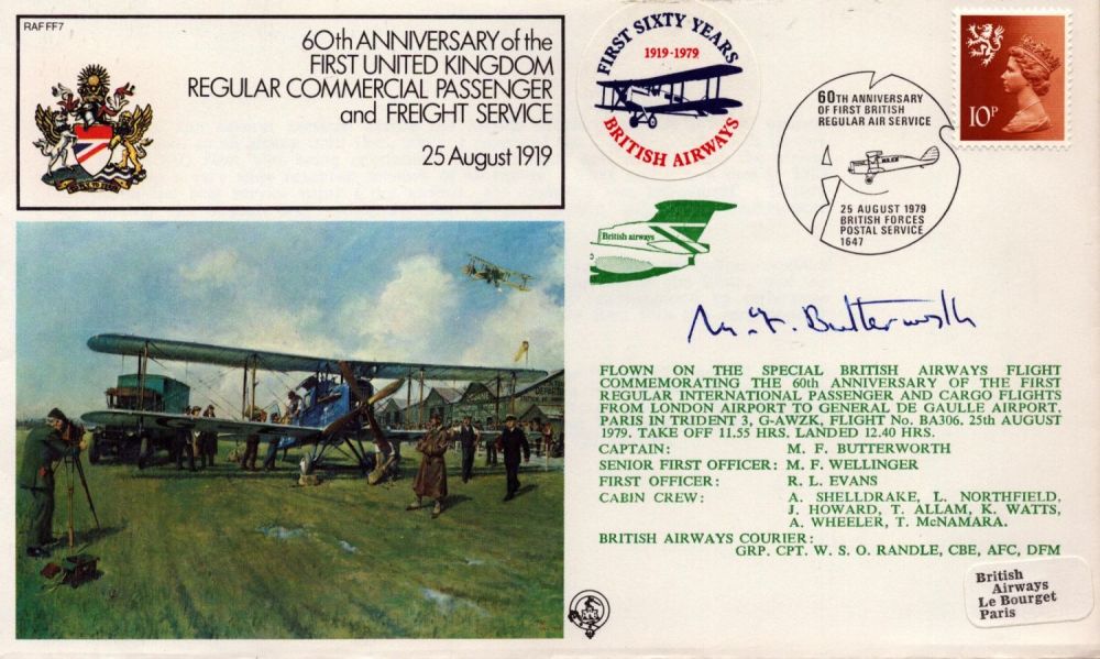 Lot 193: M F Butterworth signed first flight cover. Good...