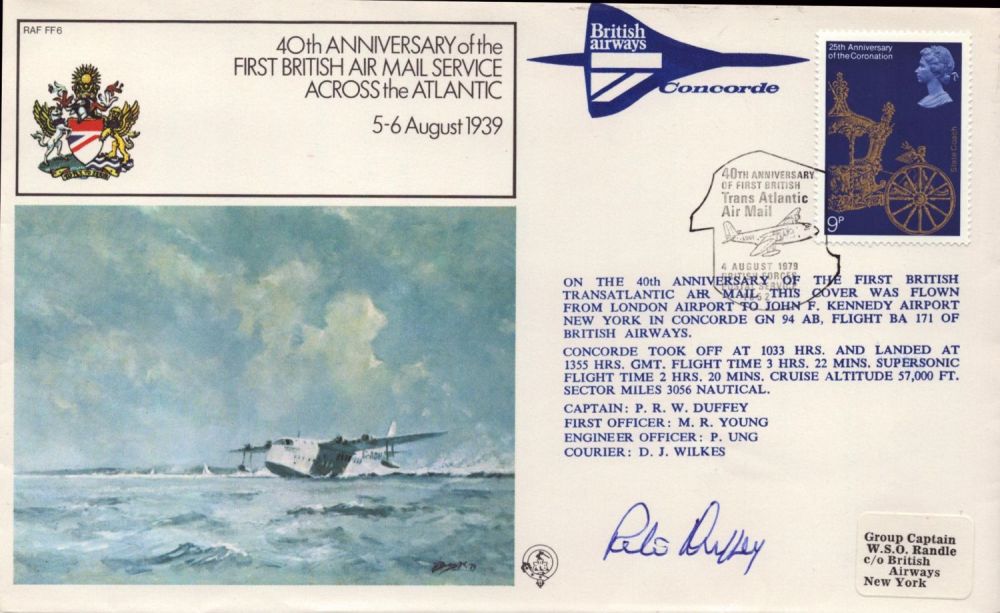 Lot 197: Pete Duffey signed first flight cover. Good condition....