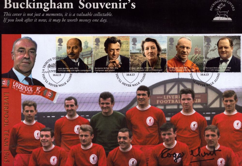 Lot 198: Roger Hunt signed Buckingham Souvenirs FDC. Good condition....