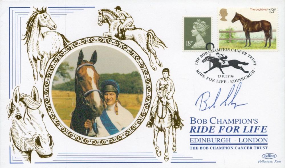 Lot 203: Bob Champion signed Ride for life FDC. 13/7/1996...