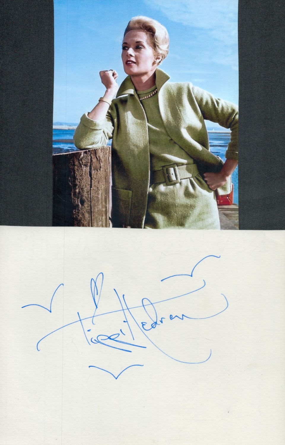 Lot 225: Tippi Hedren signed 8x6inch page and unsigned photo....