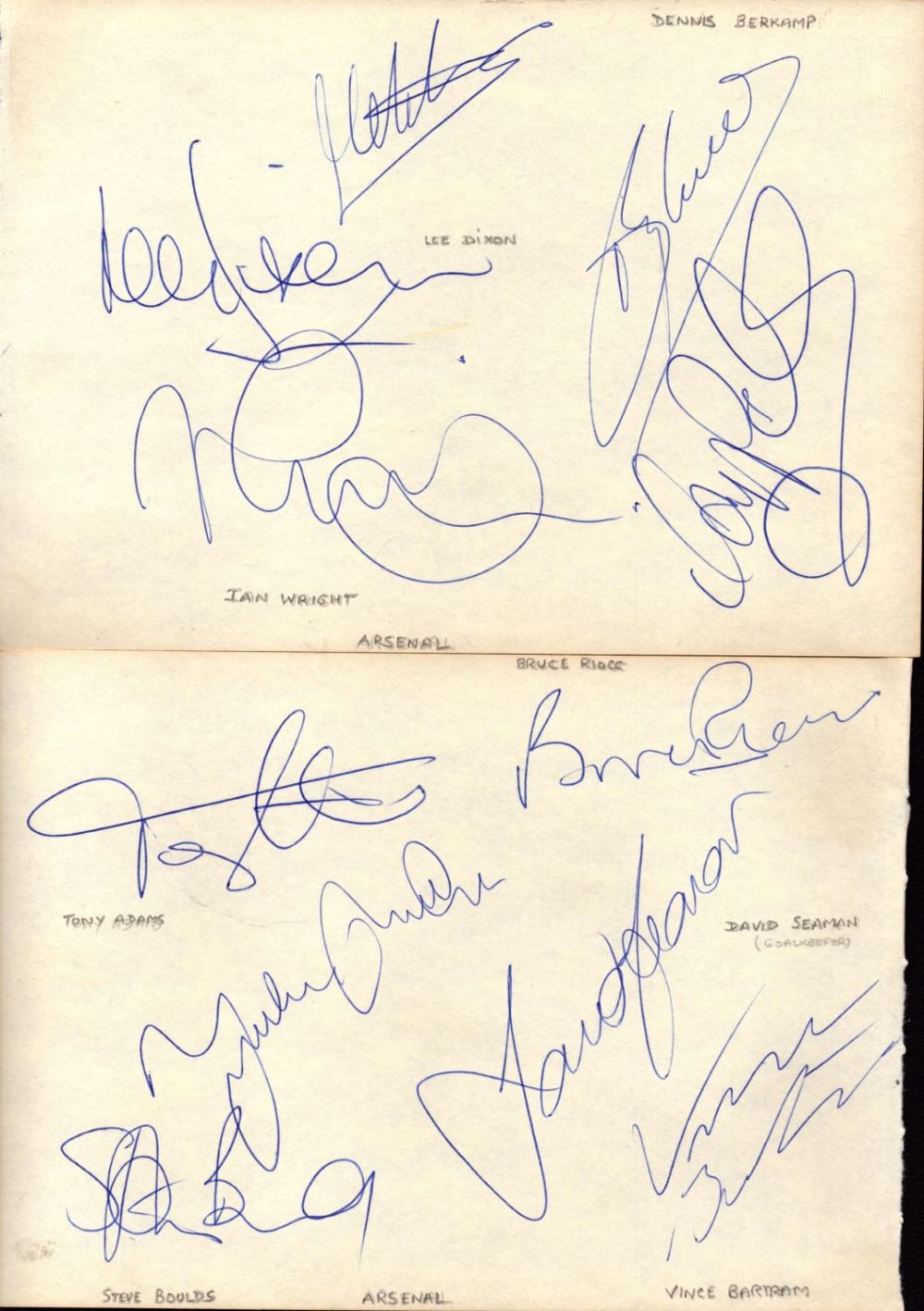 Lot 286: Arsenal FC 1990's signed album page. Good condition....