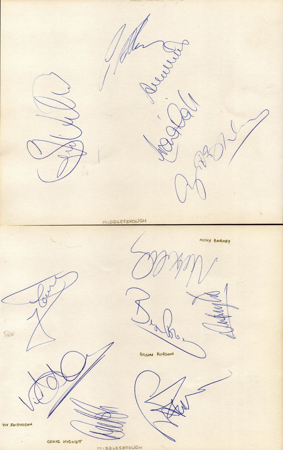 Lot 288: Middlesborough FC 1990's signed album page. Good condition....