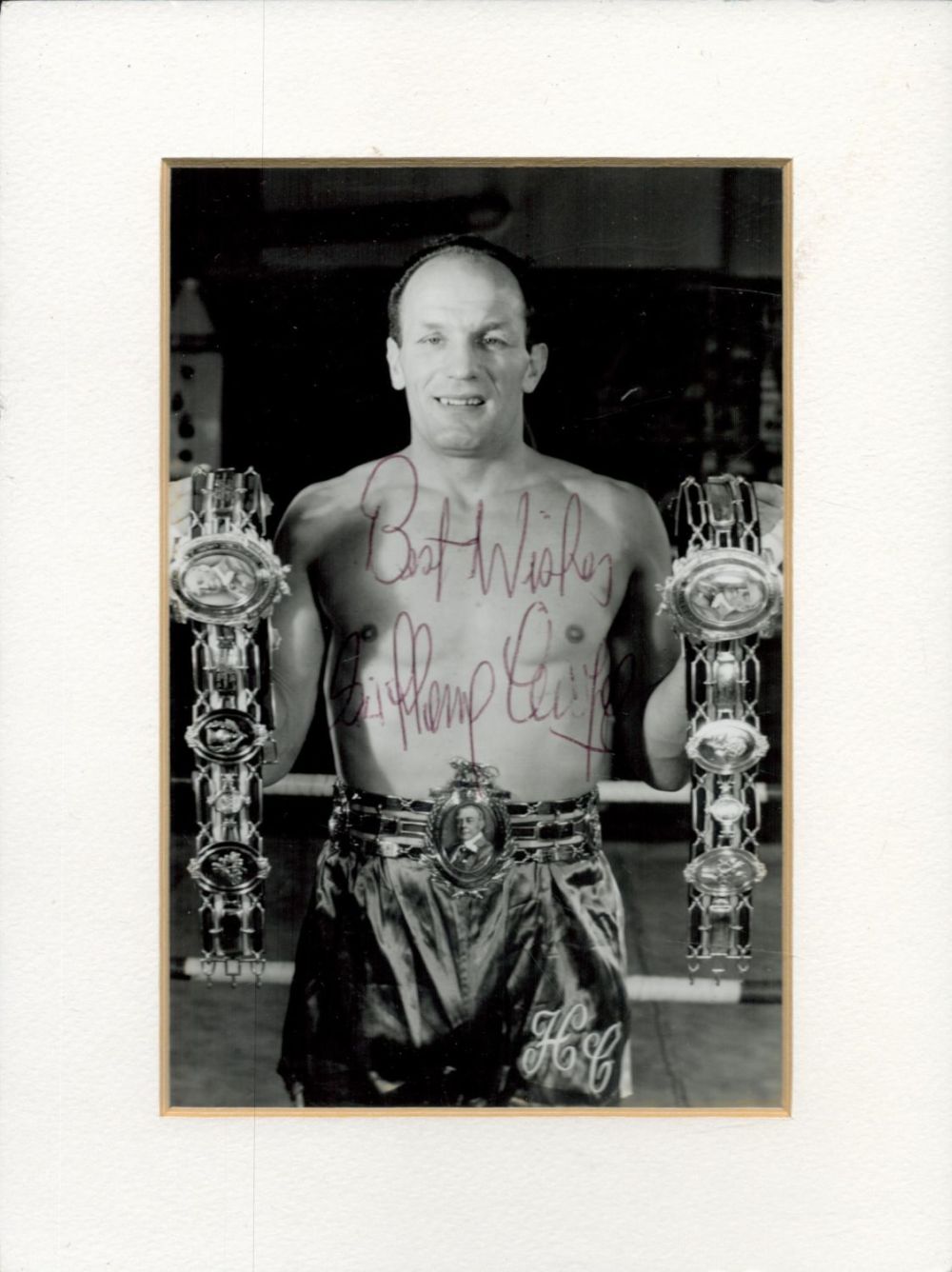 Lot 355: Sir Henry Cooper signed 6x8 black and white...
