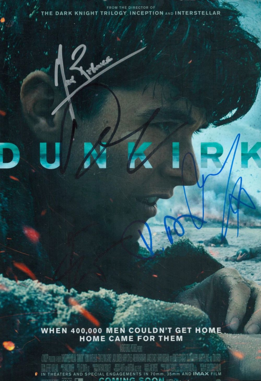 Lot 438: Dunkirk multi signed 12x8 promo photo. 5 Signatures....