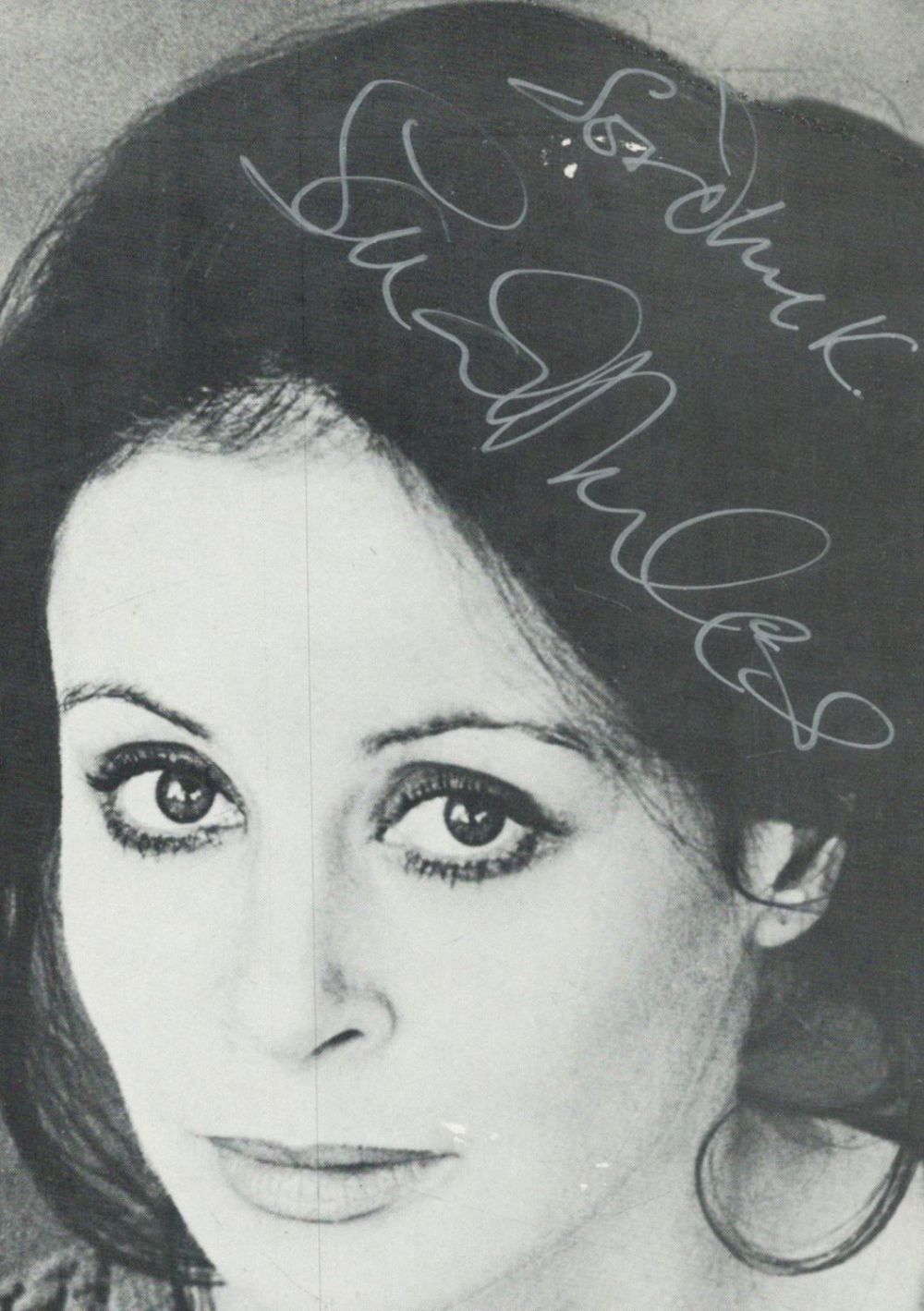 Lot 457: Sara Miles signed 6x4inch black and white photo....