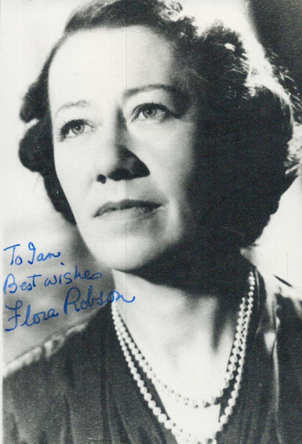 Lot 486: Flora Robson signed 5x3inch black and white photo....
