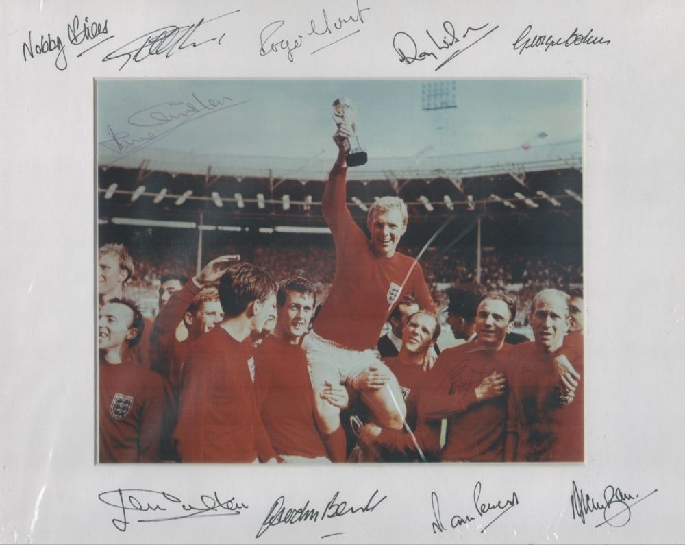 Lot 7: England 1966 World Cup Winners 14x11 inch overall...