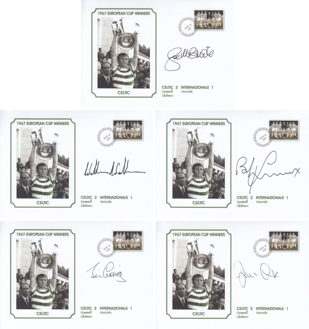 Lot 59: Autographed 1967 CELTIC European Cup Final Covers :...
