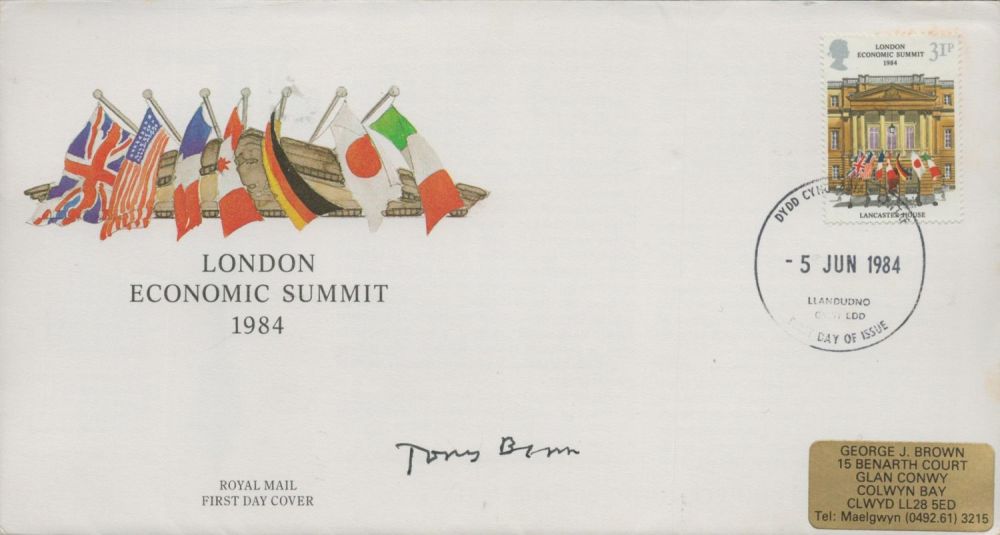 Lot 139: Tony Benn signed London Economic Summit 1984 signed...