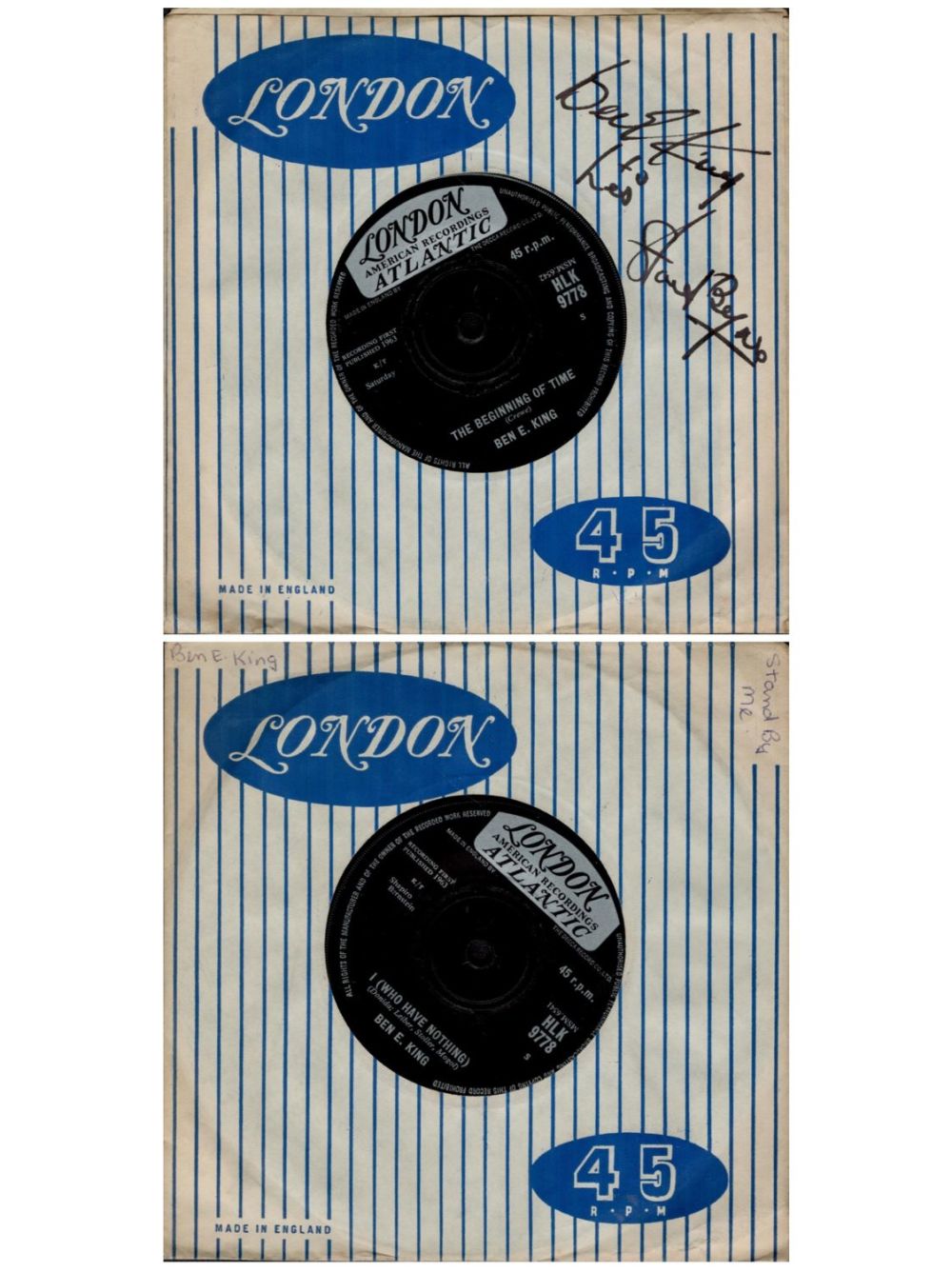Lot 164: Ben E King signed London 45 rpm record...