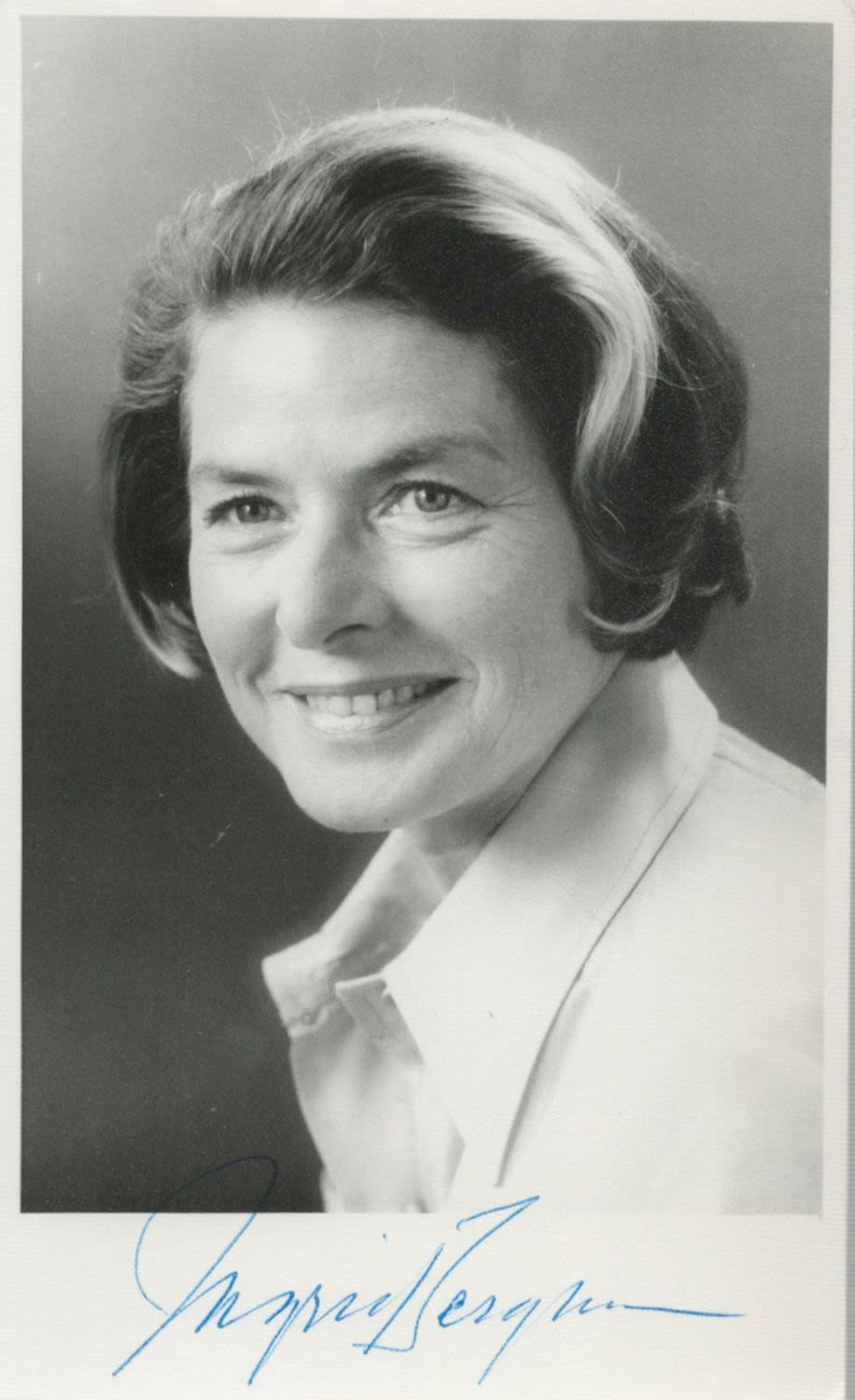 Lot 198: Ingrid Bergman signed 7x4 inch black and white...
