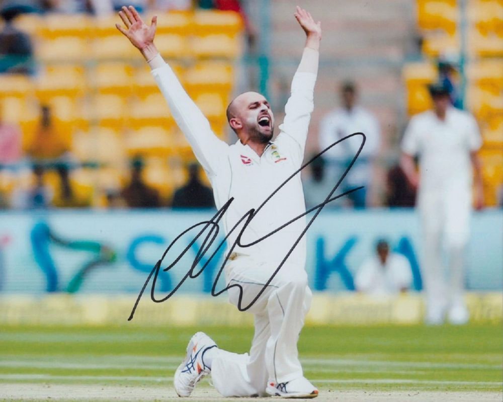 Lot 141: Cricket. Nathan Lyon Signed 10 x 8 inch...