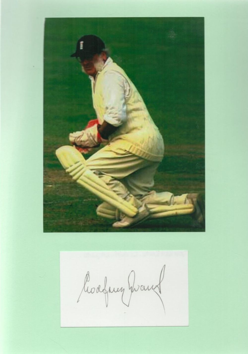 Lot 154: Cricket. Godfrey Evans Signed Signature Piece with Colour...