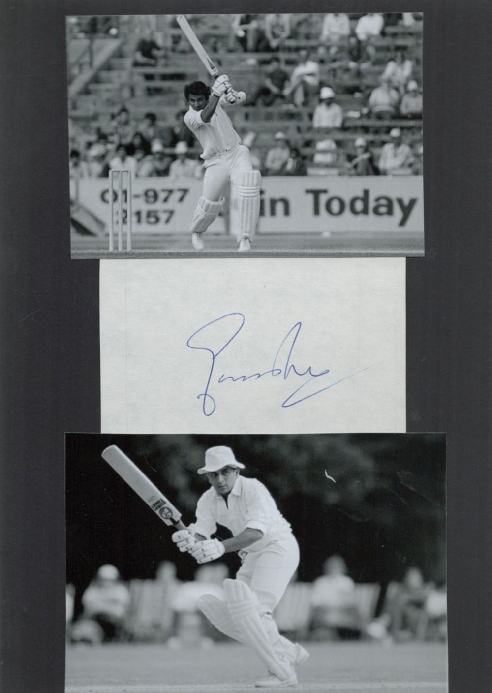 Lot 155: Cricket. Sunil Gavaskar Signed Autograph Piece With two...