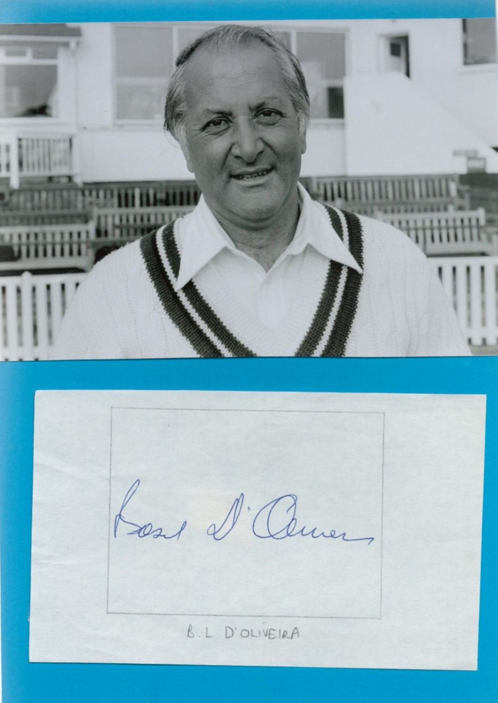 Lot 156: Cricket. Basil D'Oliveira Signed Autograph Piece with Black...