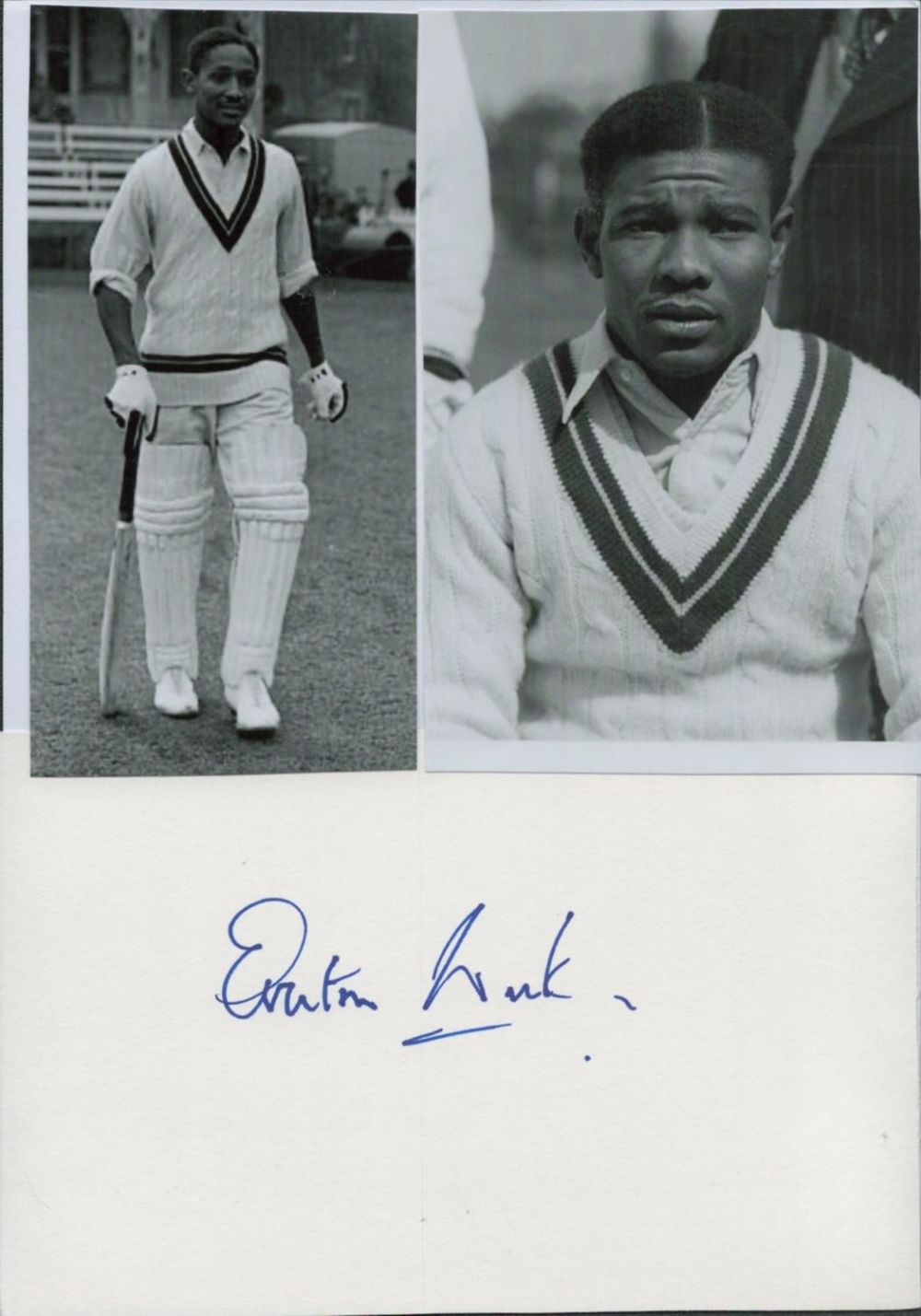 Lot 157: Cricket. Everton Weeks Signed Autograph Card with Two...