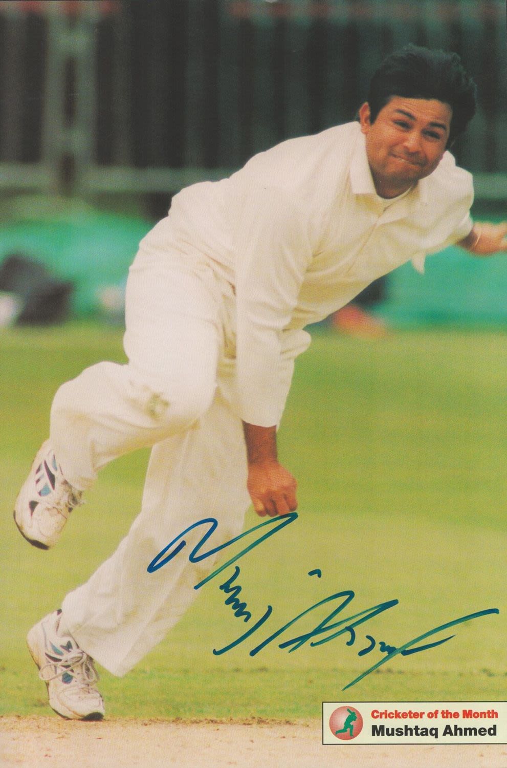 Lot 168: Cricket Mushtaq Ahmed signed 12x8 inch colour magazine...