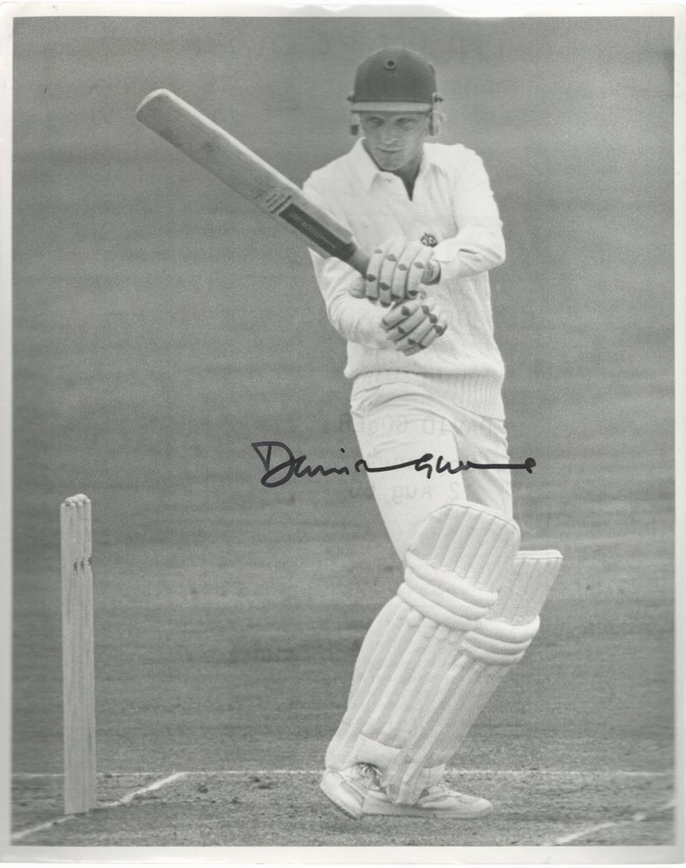 Lot 174: Cricket David Gower signed 10x8 inch vintage black...