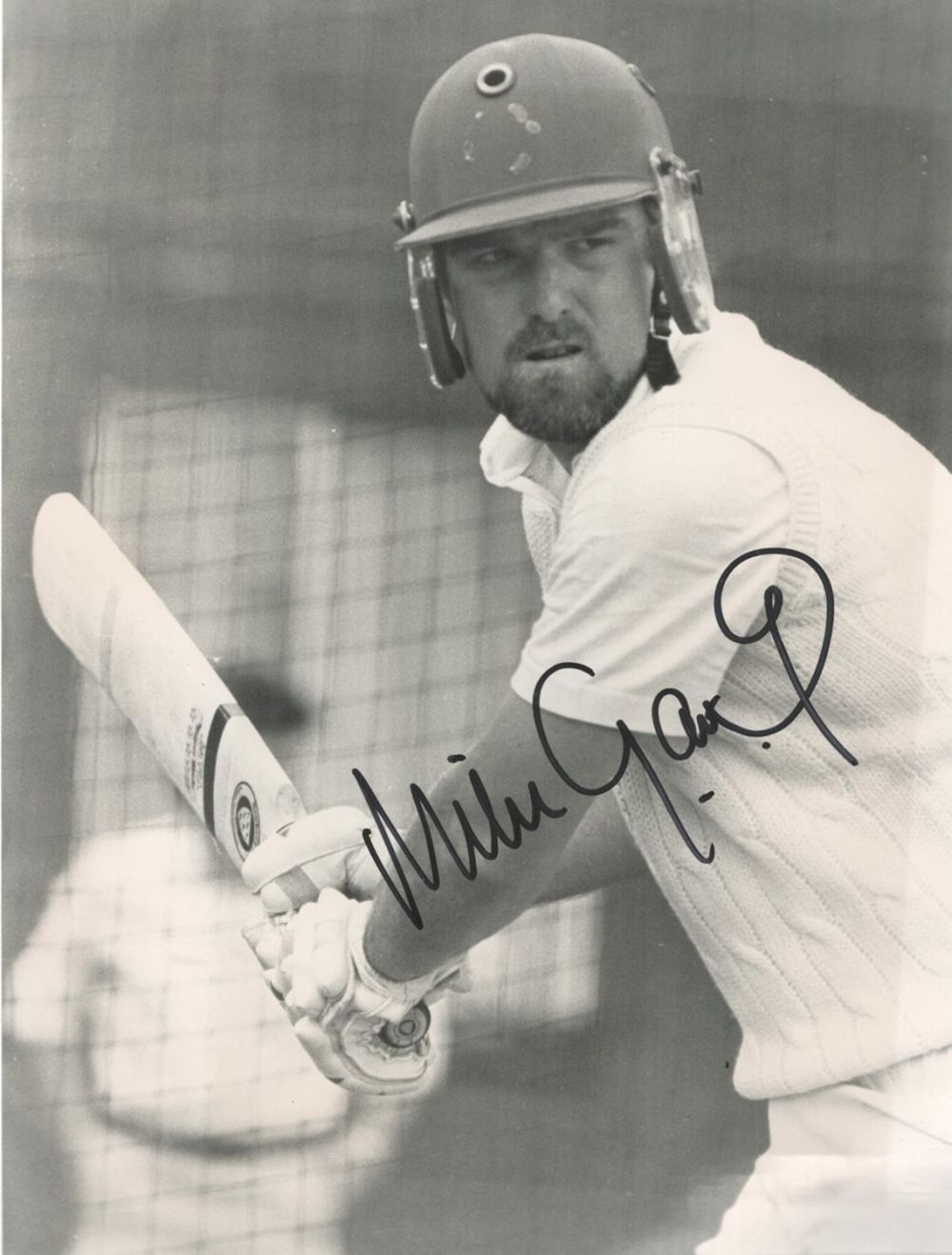 Lot 176: Cricket Mike Gatting signed 10x7 inch vintage black...