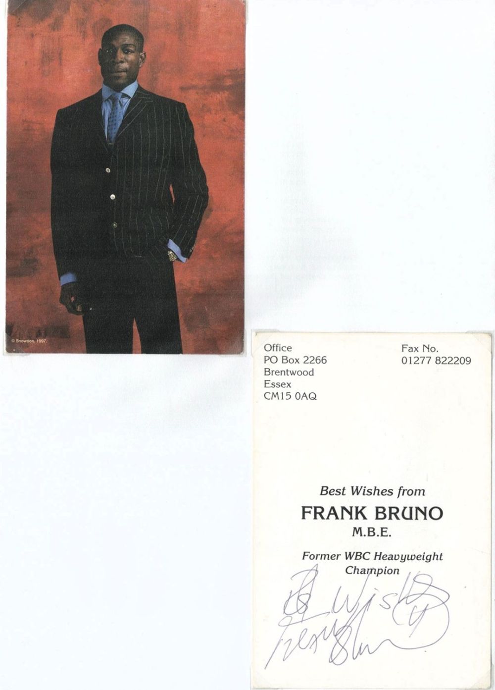 Lot 257: Boxing Frank Bruno signed 6x4 promo card and...