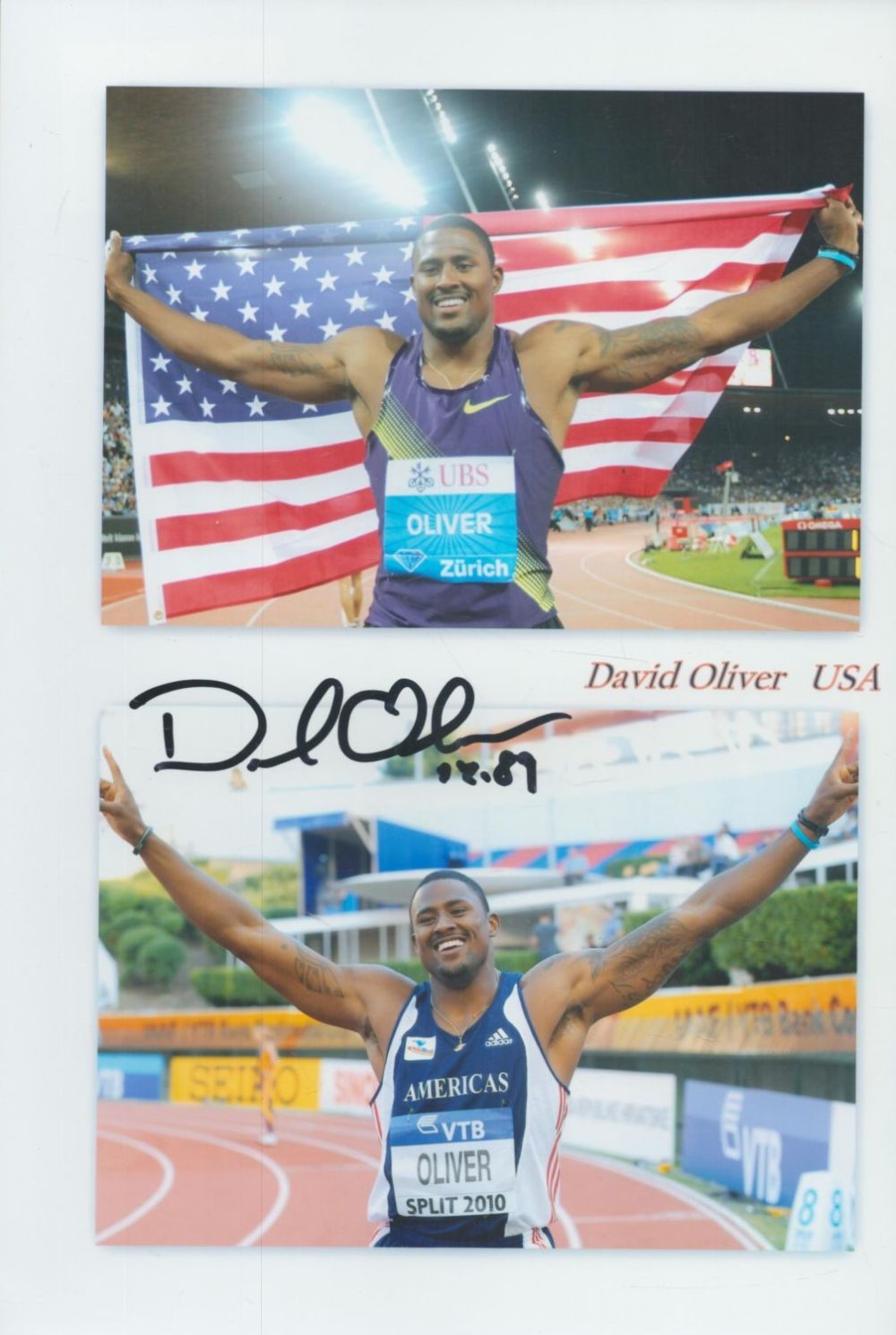 Lot 307: Athletics David Oliver signed 12x8 inch colour photo....