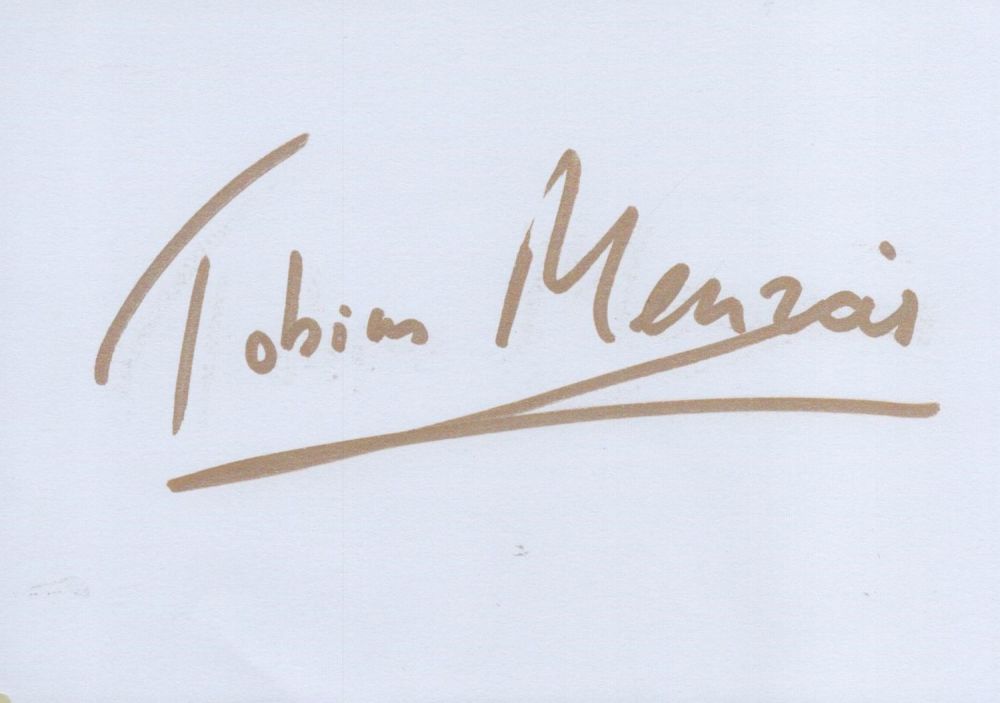 Lot 104: Tobias Menzies signed 6x4inch white card. Good condition....