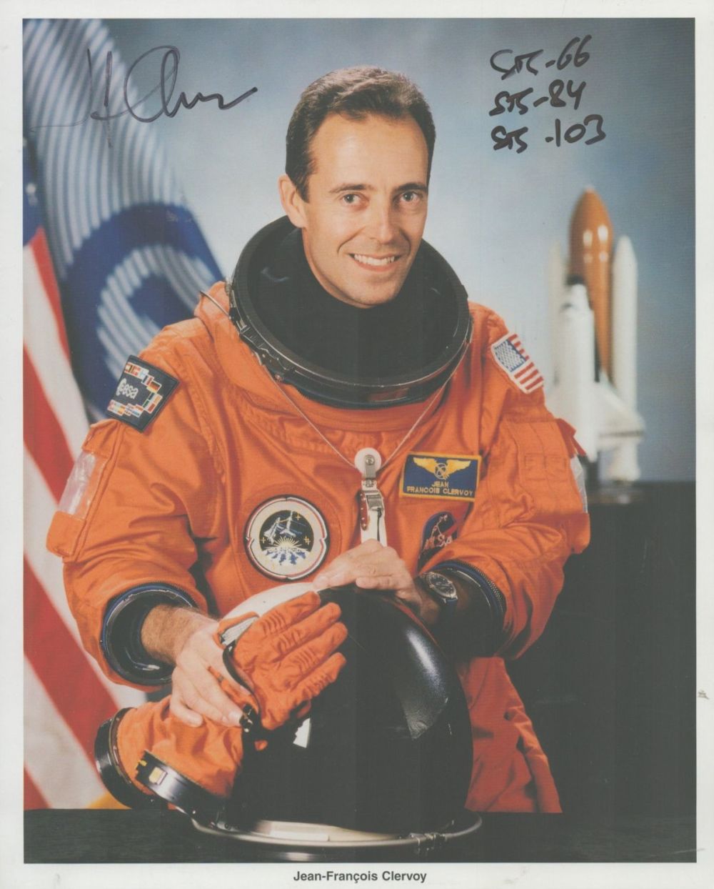 Lot 132: Jean Francois Clervoy signed 10x8 colour NASA photo....