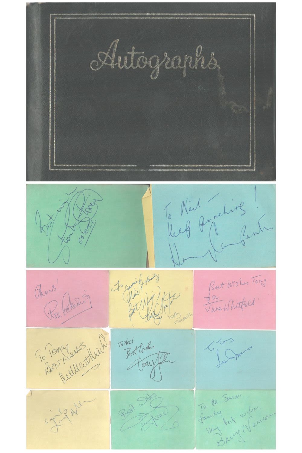 Lot 193: TV/Film/Sport signed small autograph book on individual loose...