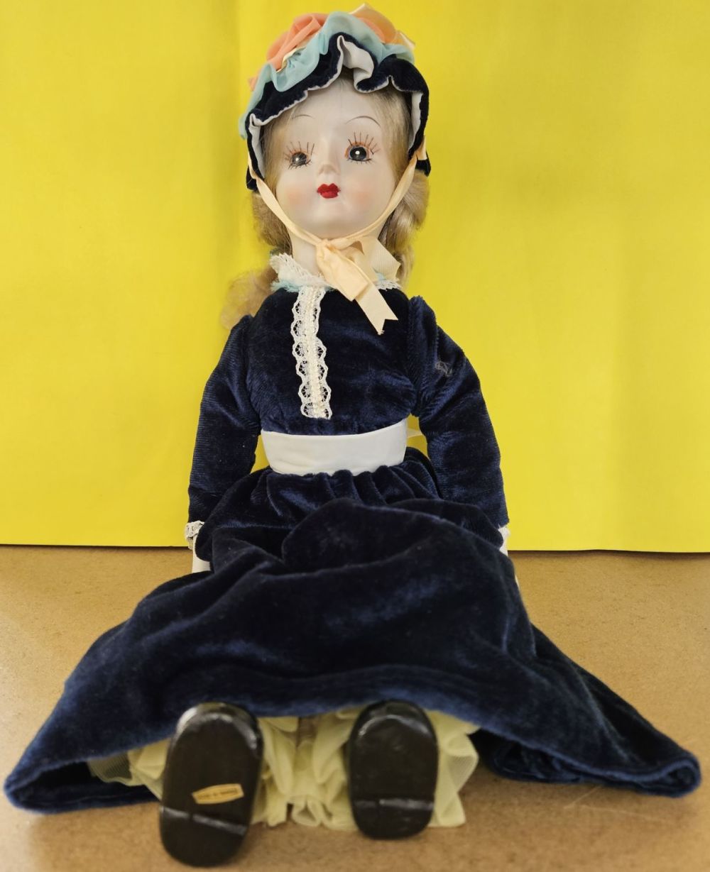 Lot 221: Vintage Porcelain Doll stuffed body Porcelain Head Arms...