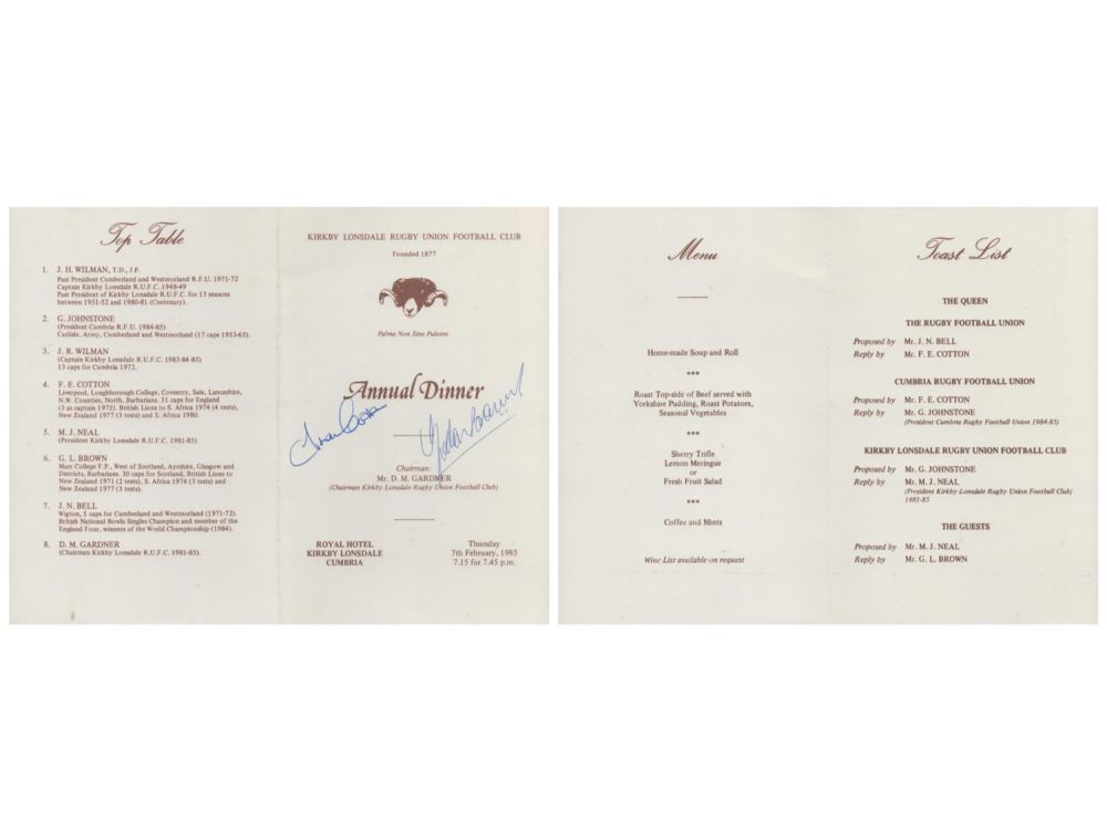 Lot 241: Rugby Union Fran Cotton and Gordon Brown signed...