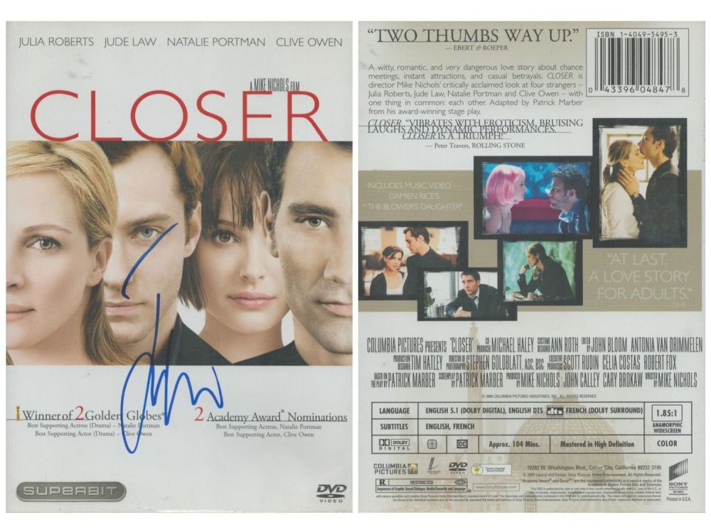Lot 375: Signed Jude Law DVD sleeve include DVD A...