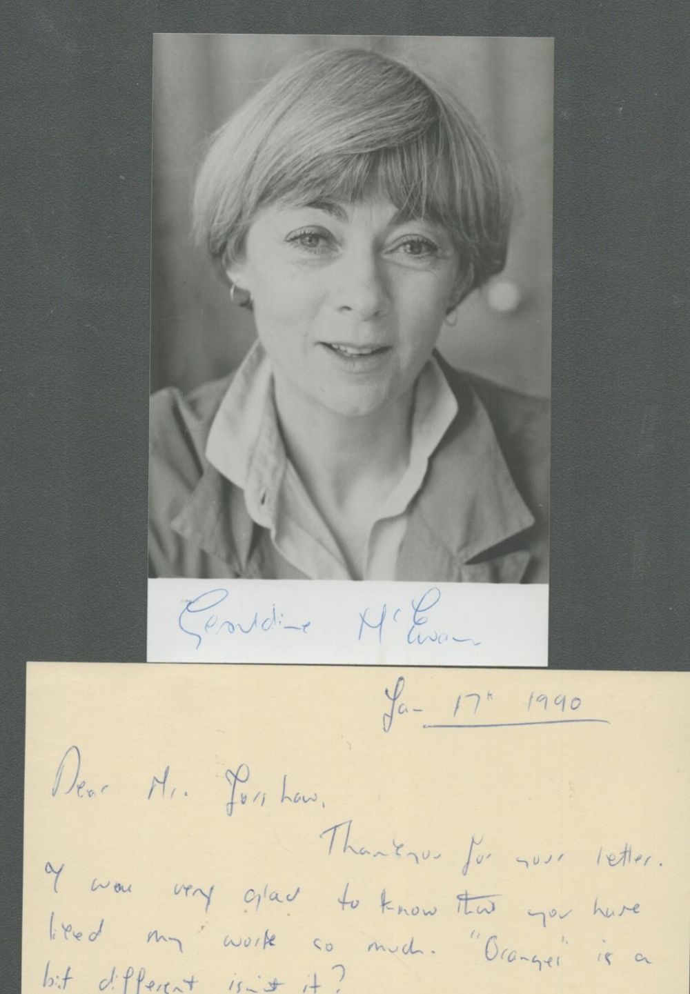 Lot 430: Geraldine McEwan signed black & white photo 5.5x3.5...