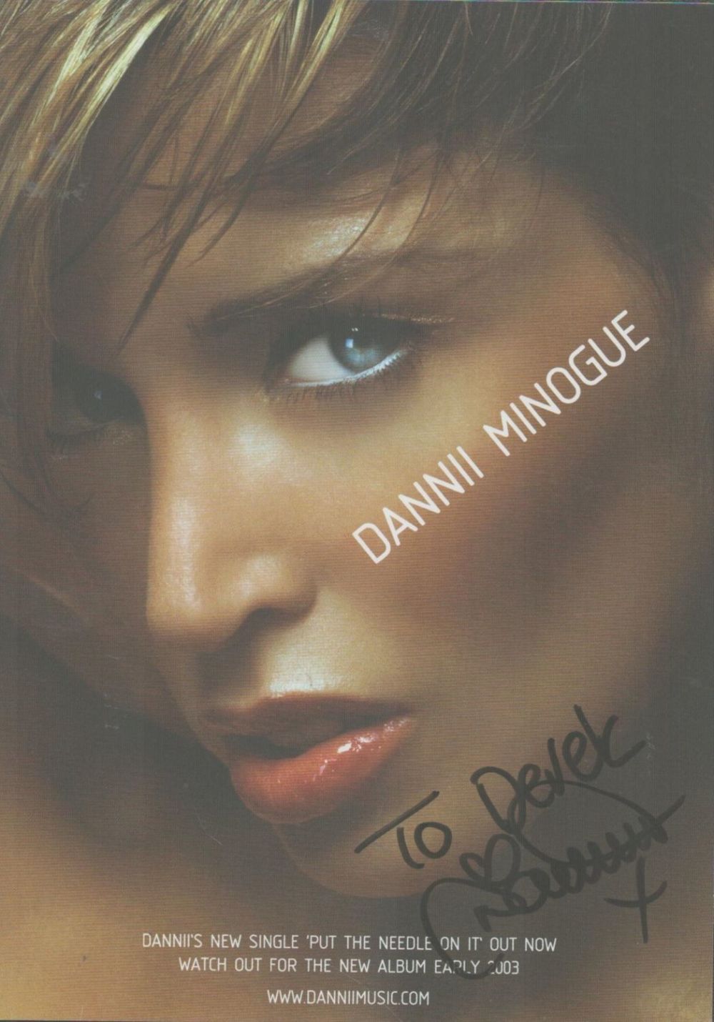 Lot 441: Dannii Minogue signed promo colour photo card. Is...