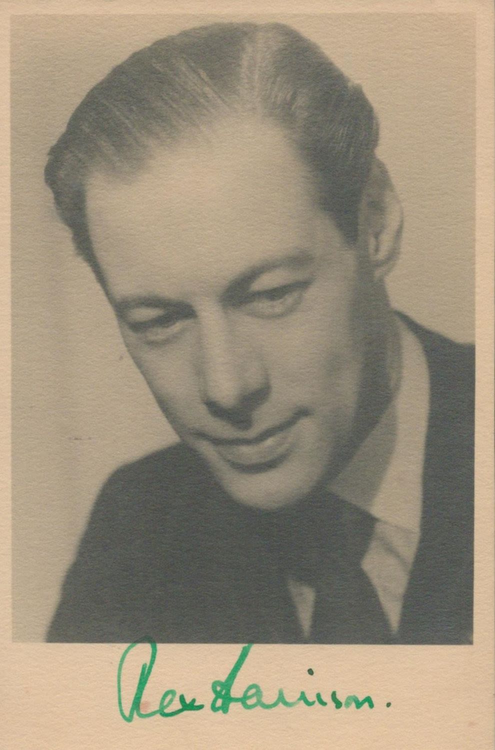Lot 457: Rex Harrison signed black & white photo 5.25x3.5...