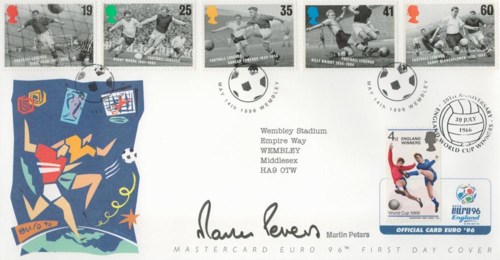 Lot 610: Football Martin Peters signed Euro 96 Mastercard commemorative...