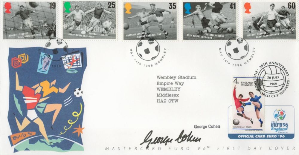 Lot 611: Football George Cohen signed Euro 96 Mastercard commemorative...