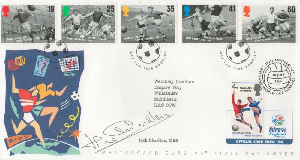 Lot 612: Football Jack Charlton signed Euro 96 Mastercard commemorative...