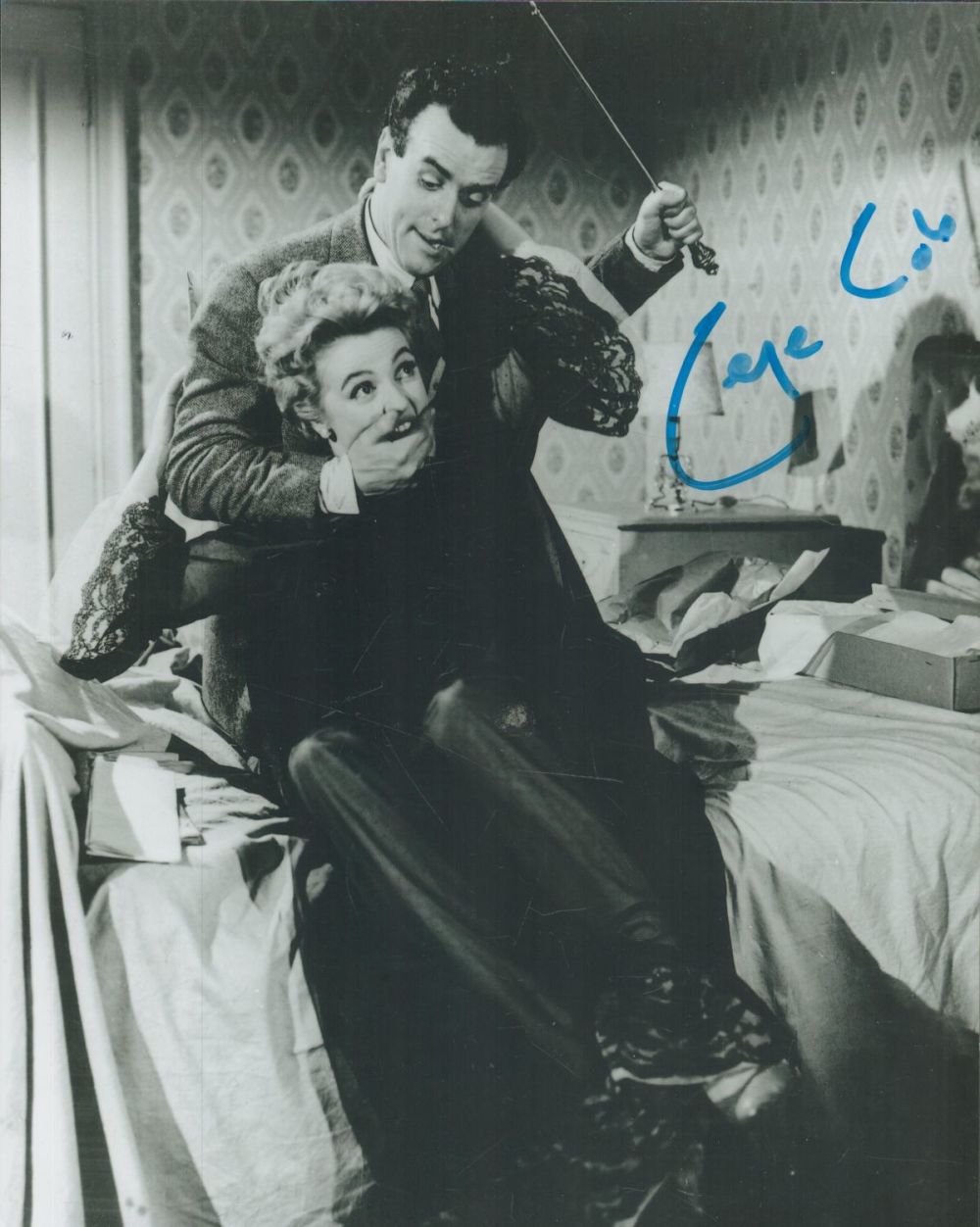 Lot 76: George Cole signed 10x8 inch vintage black and...