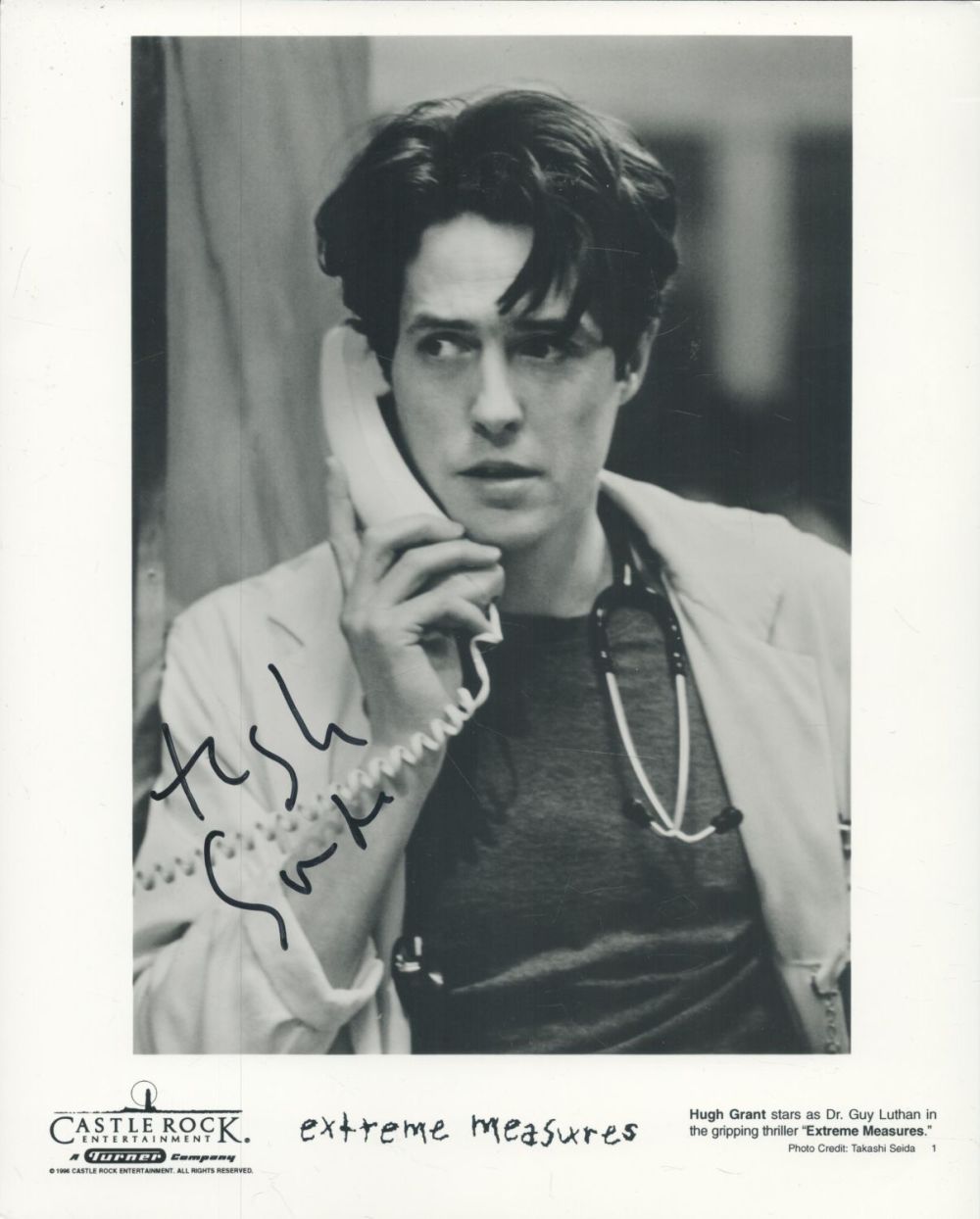 Lot 183: Hugh Grant signed Extreme Measures 10x8 inch black...
