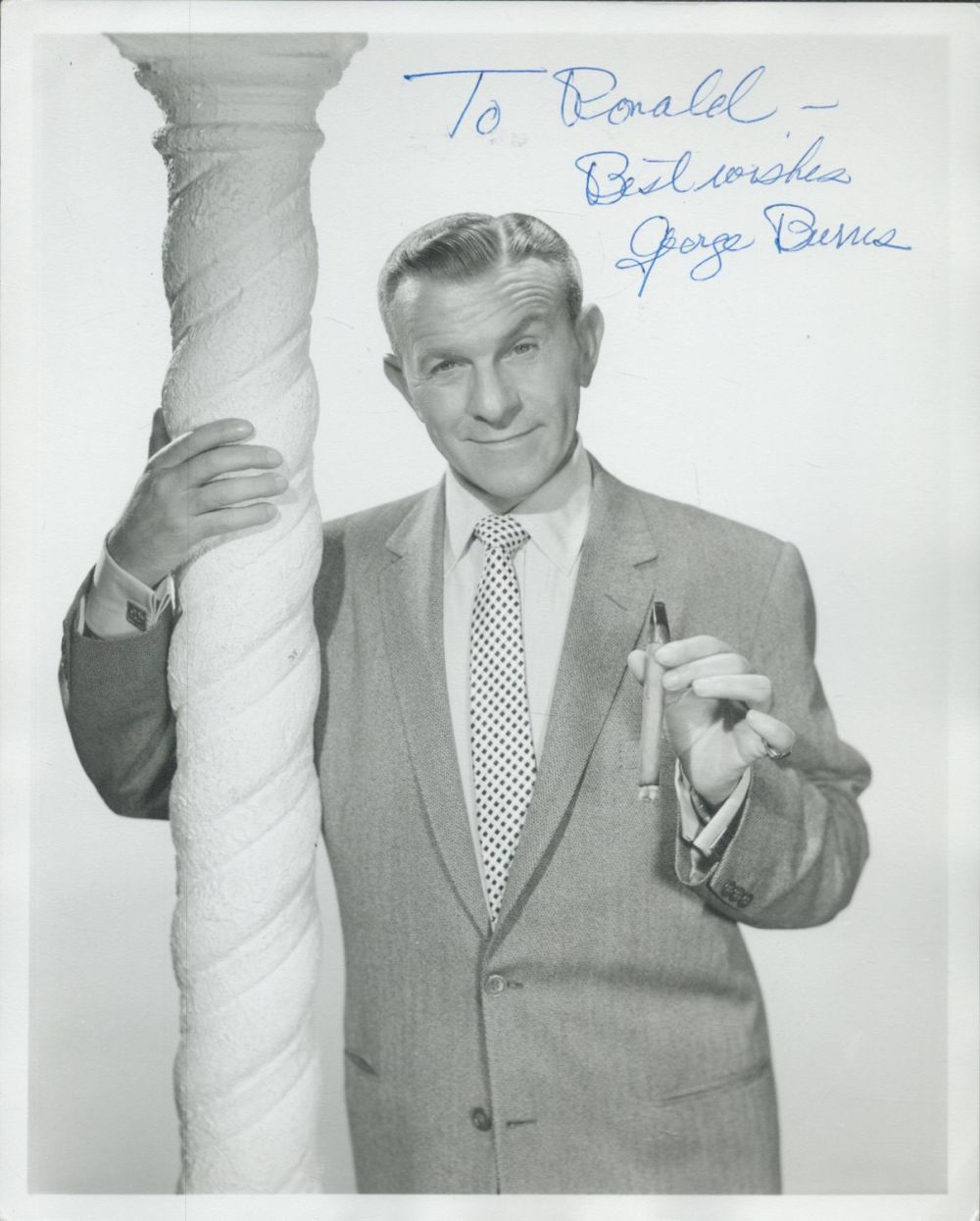Lot 420: George Burns signed 10x8 inch black and white...