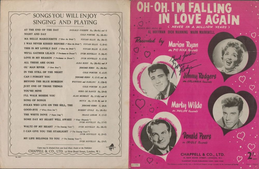 Lot 55: Jimmy Rodgers American Singer Signed Vintage Sheet Music...
