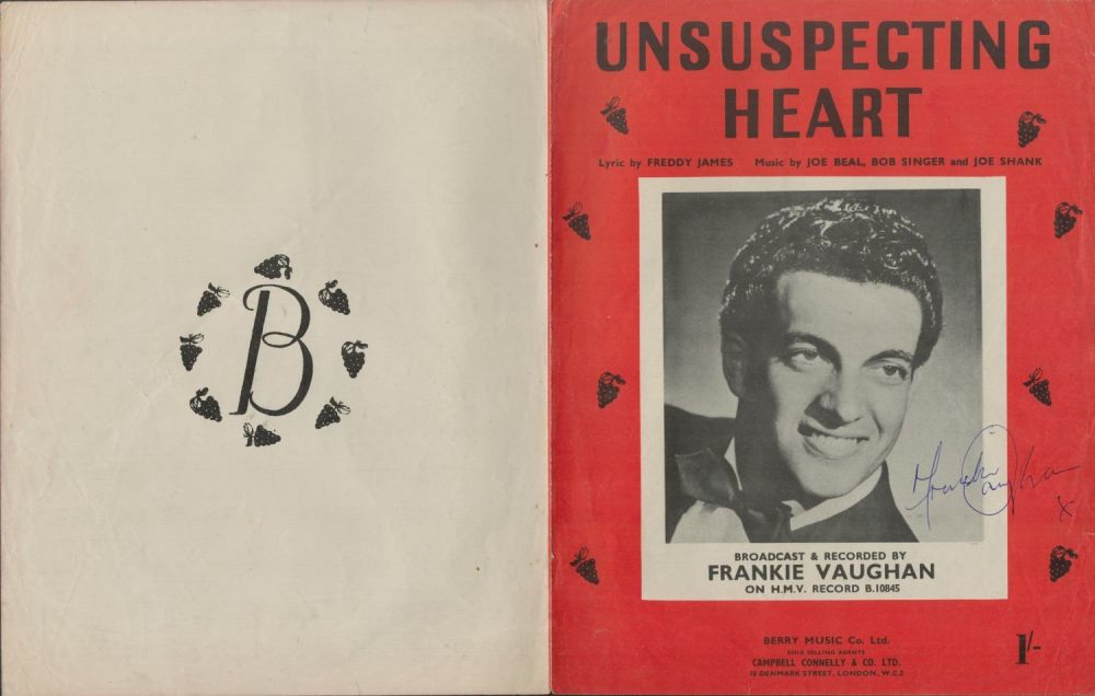 Lot 57: Frankie Vaughan English Singer Signed Vintage Sheet Music...