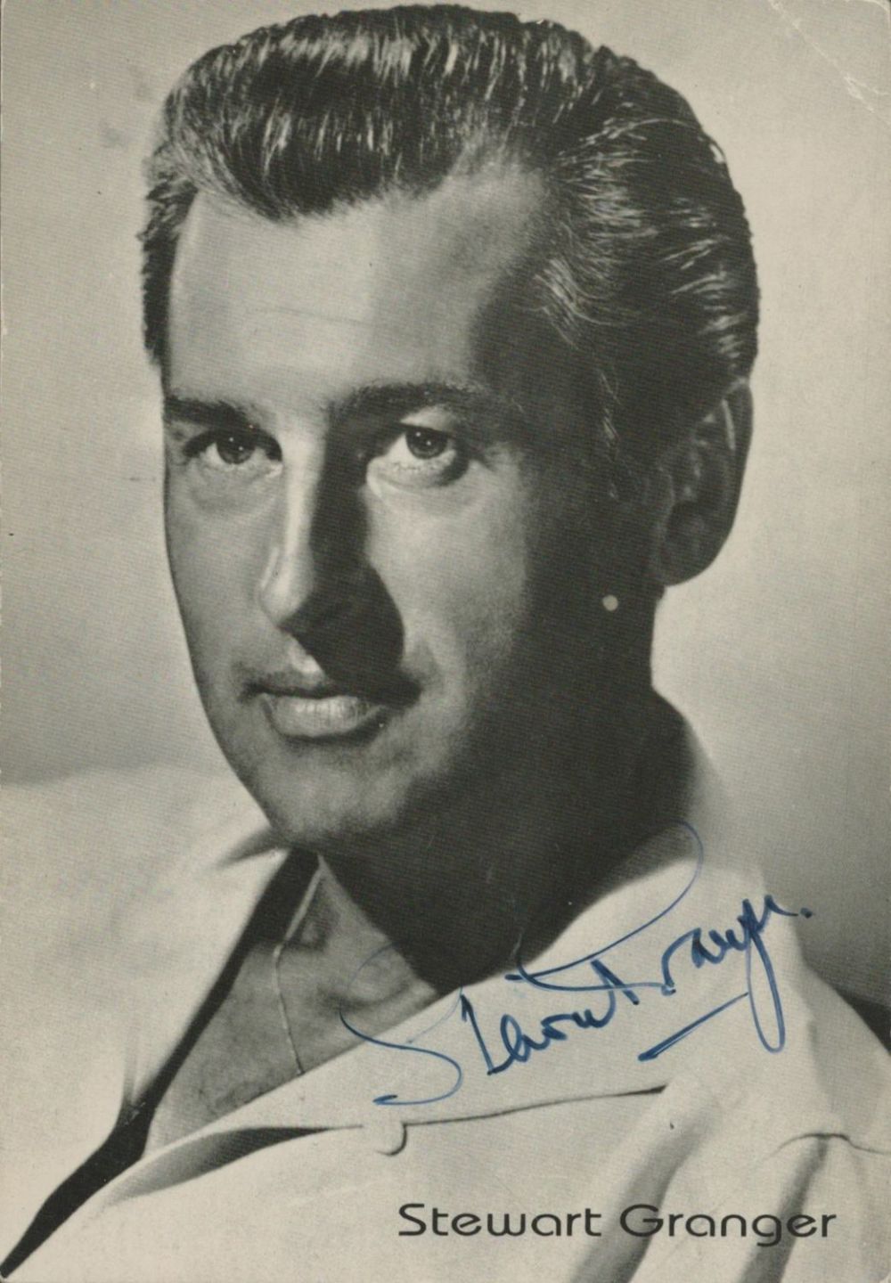Lot 86: Stewart Granger signed 6x4 inch black and white...