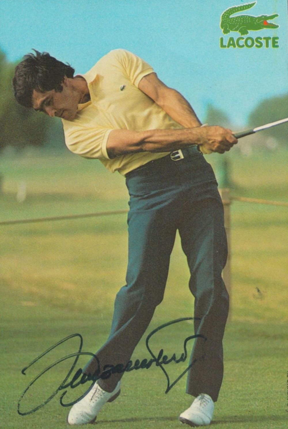 Lot 145: Golf Seve Ballesteros signed 6x4 inch Lacoste colour...