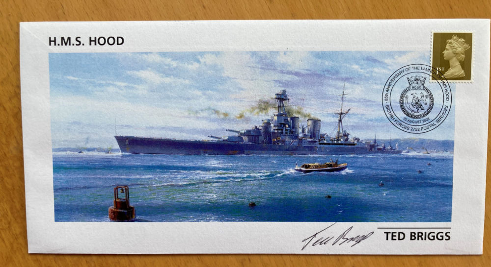 Lot 154: WW2 HMS Hood survivor Ted Briggs signed 2003....